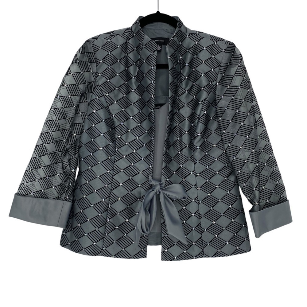R&M Richards Silver Rhinestone 2 piece Jacket and top formal NYE Sz 10
